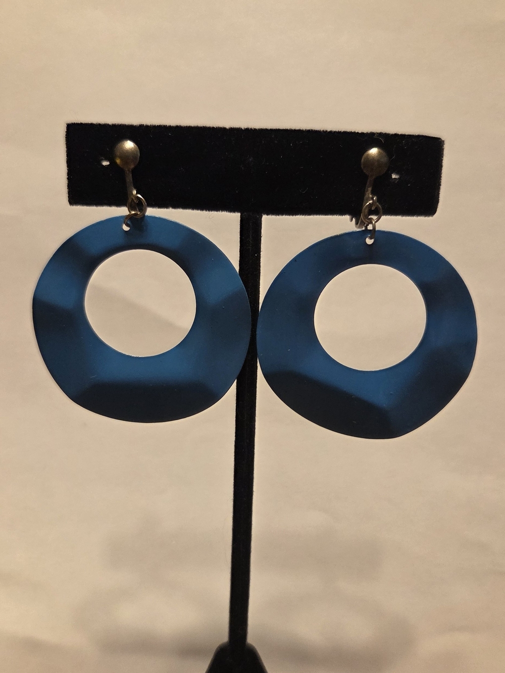 Vintage Blue Hoop Drop Clip-On Earrings